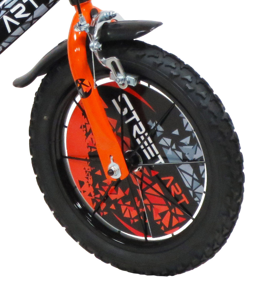Bicicletta per Bambino 14" 2 Freni  Street Art Nero/Arancione