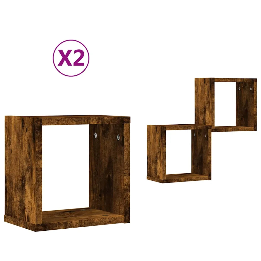 Scaffali da parete 2 pcs Rovere fumé 26 x 15 x 26 cm 815888
