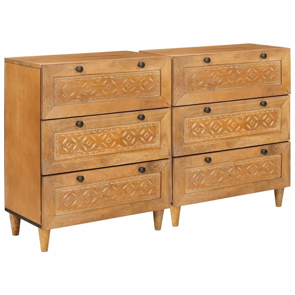 Credenza 2 pcs Marrone 60 x 33 x 75 cm legno massello di mango