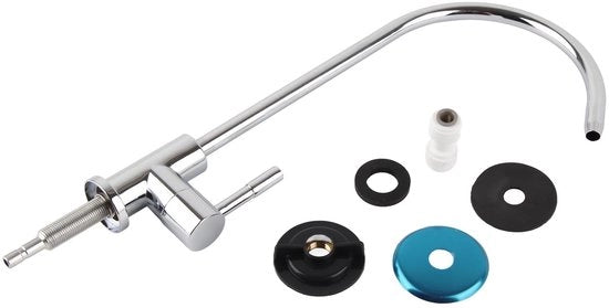 Pompa da cucina BluIY, 1/4 pollici zinklegering, vano a 360 gradi, collo di cigno per lavandino, sistema di filtrazione dell'acqua potabile in osmosi inversa
