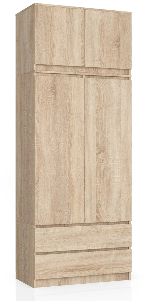 Armadio AKORD S90 con sopralzo Sonoma Quercia 90 cm 2 ante 2 cassetti 90x51x234 cm