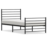 Letto singolo | Letto per adulti | Giroletto con Testiera e Pediera Metallo Nero 100x200 cm