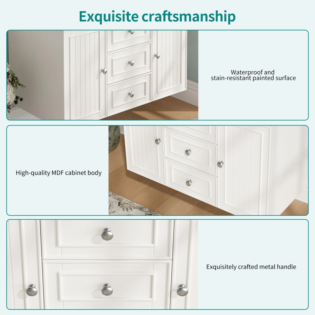 Mobile sottolavabo sospeso con 3 cassetti e vano contenitore per bagno moderno bianco 78,5 × 46 × 46,8 cm