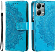 Copricapo per Xiaomi Redmi Note 13 Pro 4G / Poco M6 Pro 4G | Copertina a libro di Mandala | Supporto per smartphone | Blu