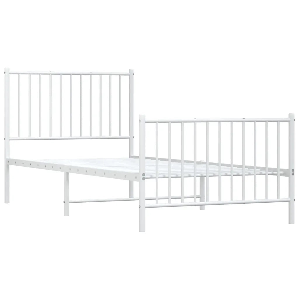 Giroletto con Testiera e Pediera Metallo Bianco 90x200 cm