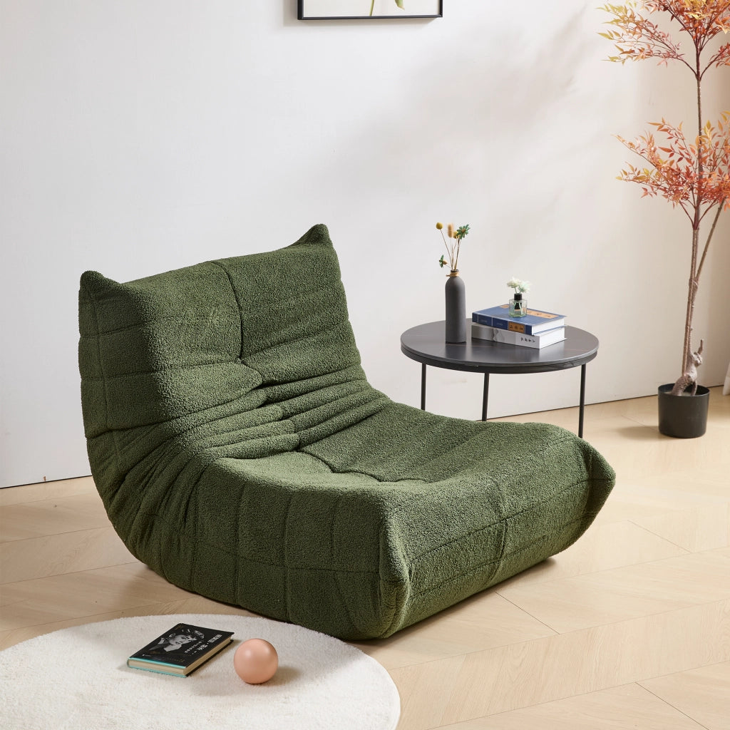 Divano relax verde 112×189×82 cm, tessuto teddy fleece, 2 pezzi, 110 kg