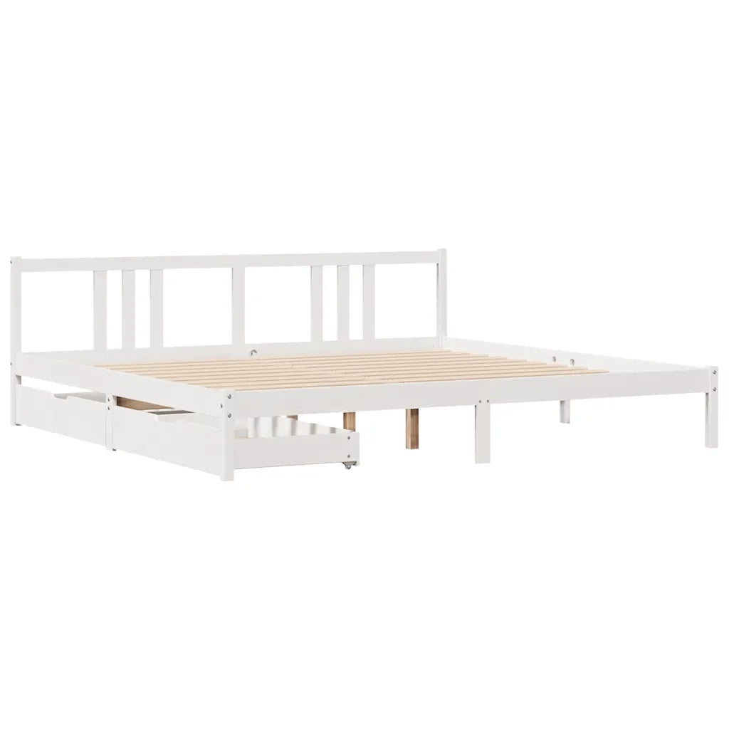 Giroletto senza Materasso Bianco 200x200 cm Legno Massello Pino 3301645