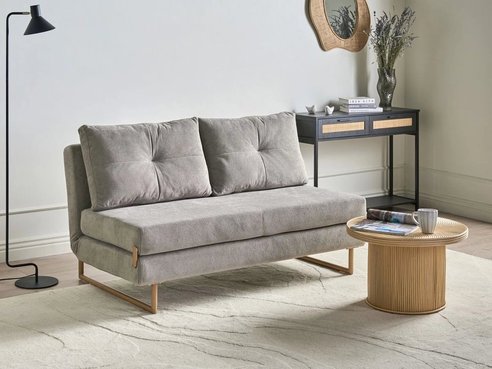 Divano letto a 3 posti Tessuto grigio per divano 3 persone Funzione letto pieghevole