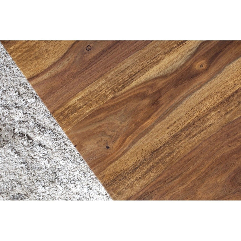 Tavolino basso NOMA 118 cm in legno di sheesham – Tavolino design in legno massiccio con nicchie