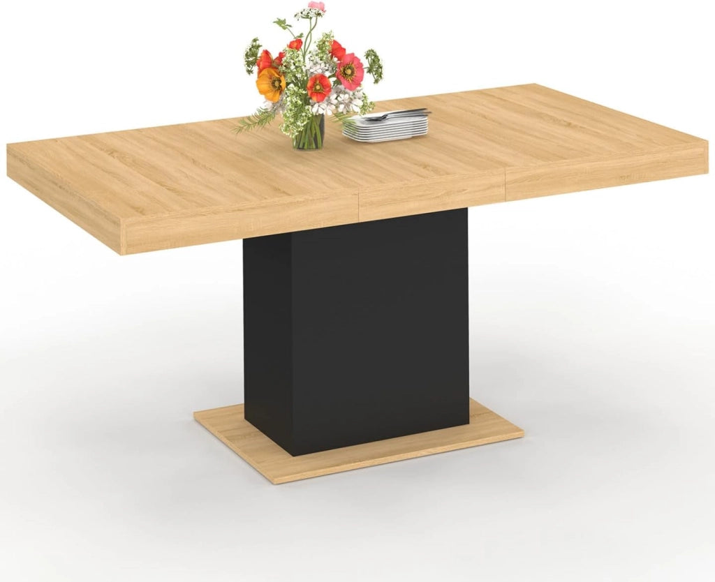 Tavolo da pranzo allungabile rettangolare Eden 4-6 persone legno e nero 120-160 cm