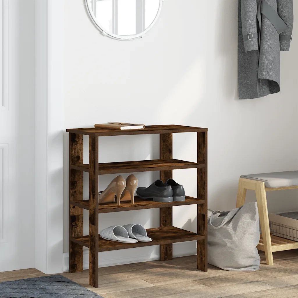 Scarpiera Rovere Fumo 61x32x70 cm in Legno Multistrato 859846