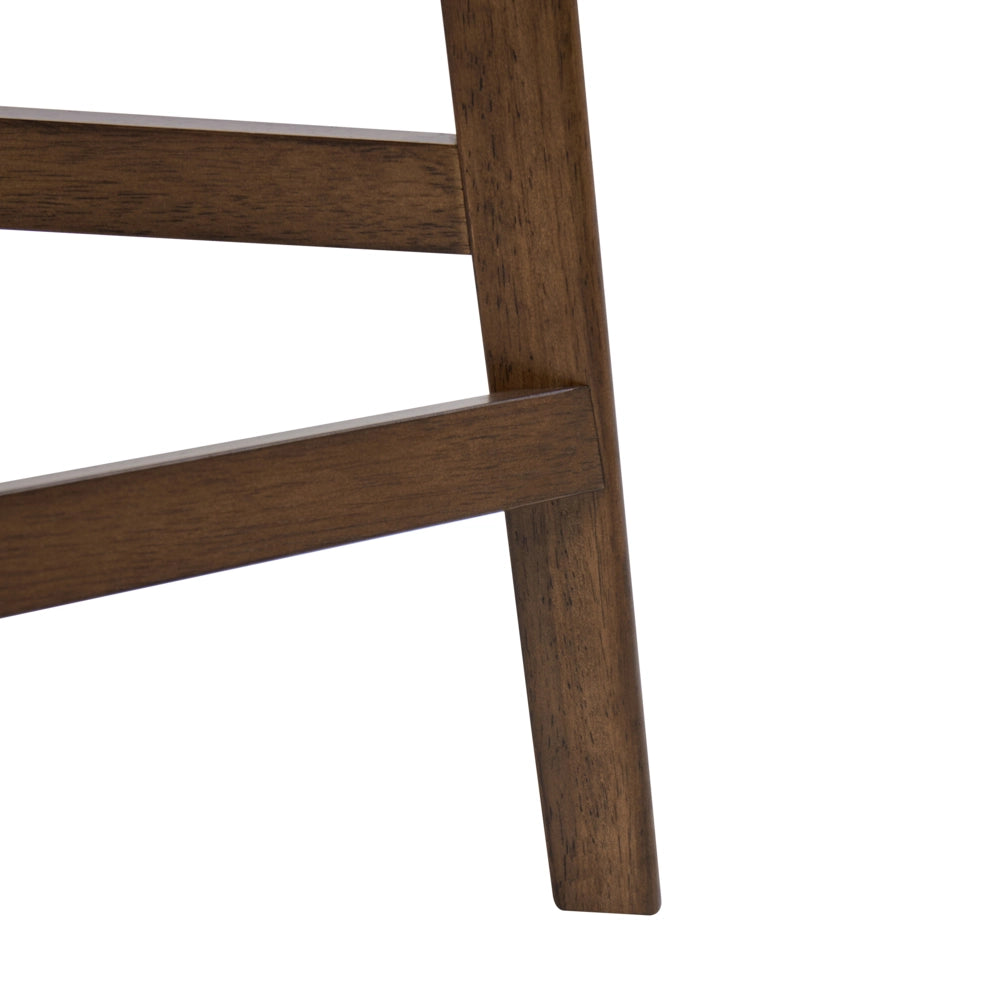 Set di 2 sedie da pranzo con seduta in tessuto beige e marrone e struttura in legno massiccio retrò senza braccioli
