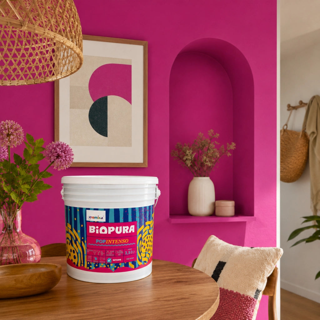 Popintenso palestra e decori interni pittura murale lavabile e coprente cromika *** formato 2.5 lt, colore- fucsia fo...