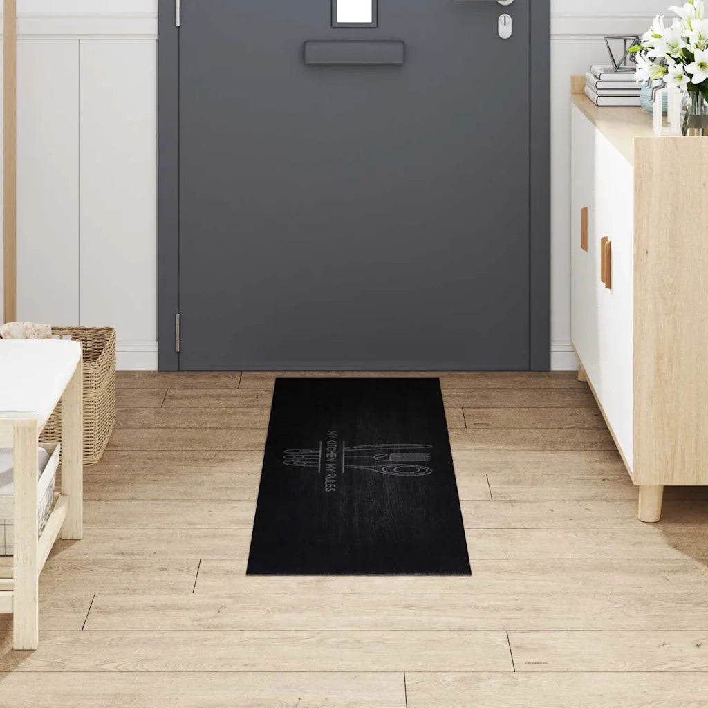 Tappeto da Cucina Nero 150 x 45 cm Velluto 42013429