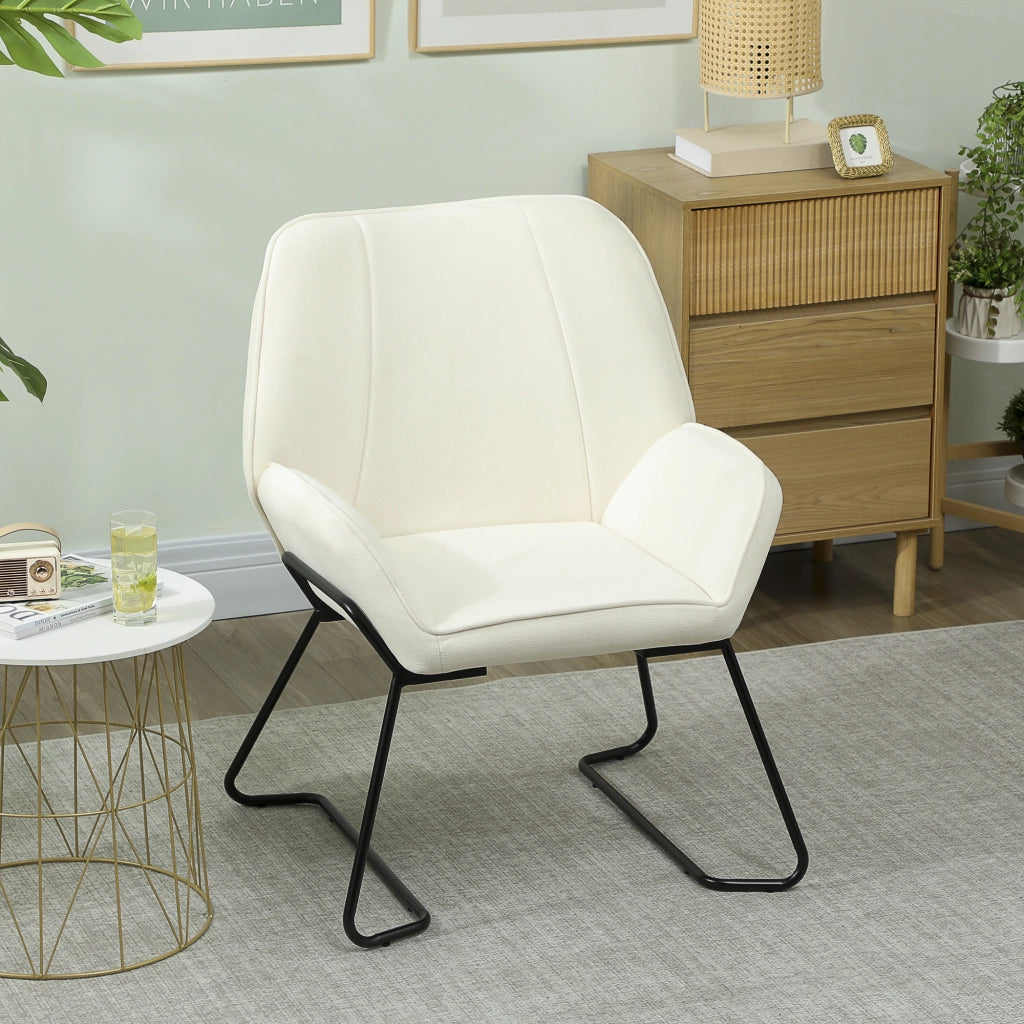 Poltrona in velluto crema con gambe in metallo ¨C zephmum ¨C 90x100x85 cm