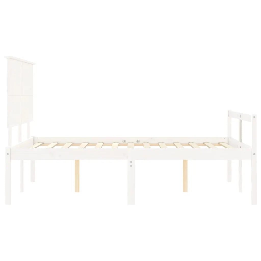 Letto per Anziani con Testiera Bianco 140x200 cm Legno Massello 3195482