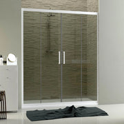 Porta Doccia Nicchia in PVC 120 CM H 200 Vetro Trasparente Profilo Bianco mod. Star 2 Ante