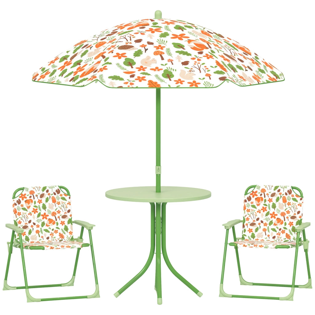 Set Giardino Bambini con 2 Sedie Pieghevoli e Tavolino Rotondo ¨C zephmum ¨C Verde