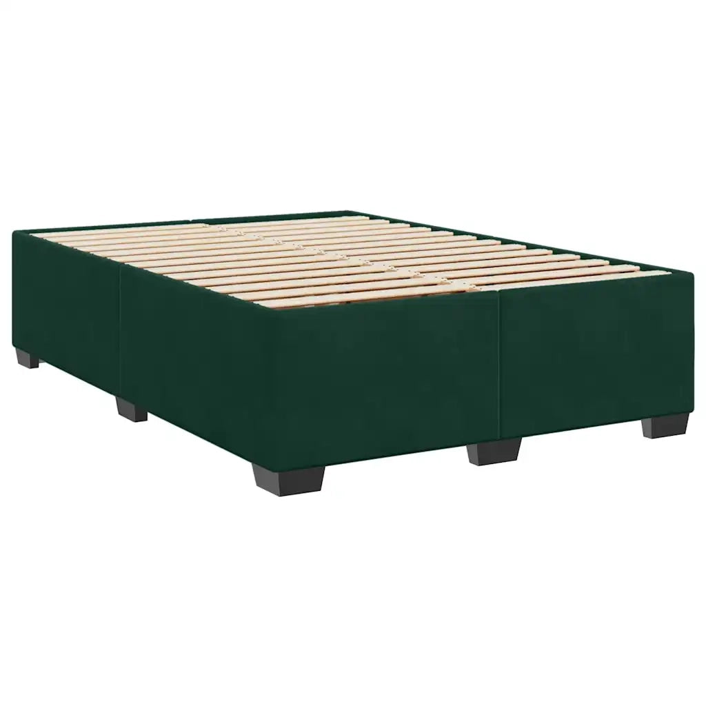 Giroletto a Molle con Materasso Verde Scuro 140x200 cm Velluto