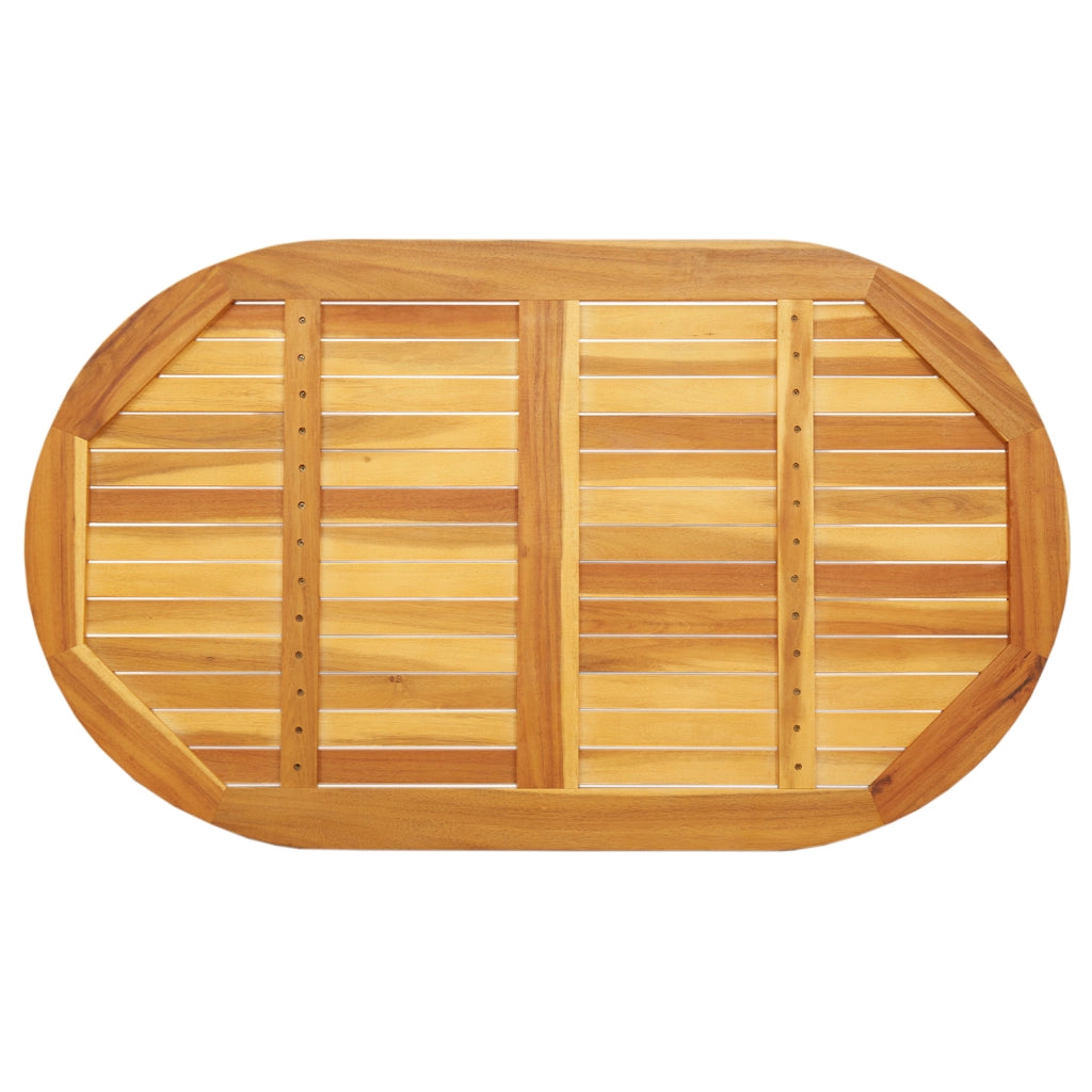 Piano Tavolo 120x70x2,2 cm Ovale in Legno Massello di Teak