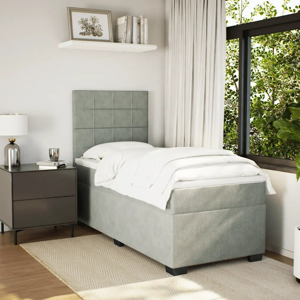 Giroletto a Molle con Materasso Grigio Chiaro 100x200cm Velluto 3293134
