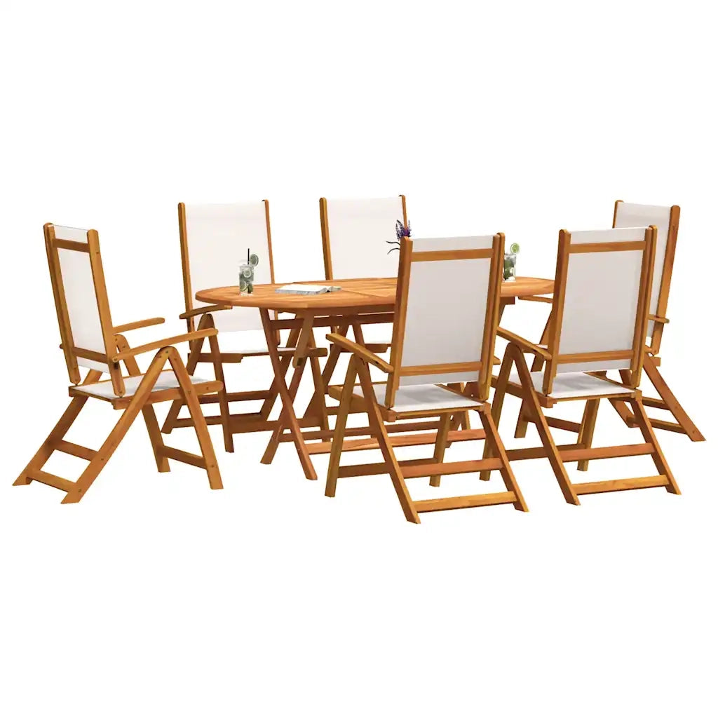 Set Pranzo da Giardino 7pz Legno Massello di Acacia e Textilene
