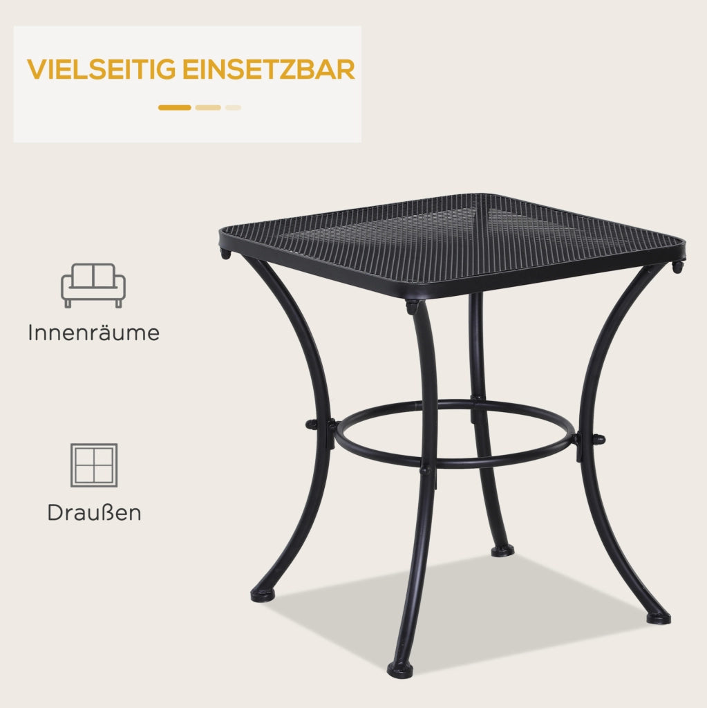 Tavolino da esterno in metallo nero 45x45x50 cm, pratico e resistente