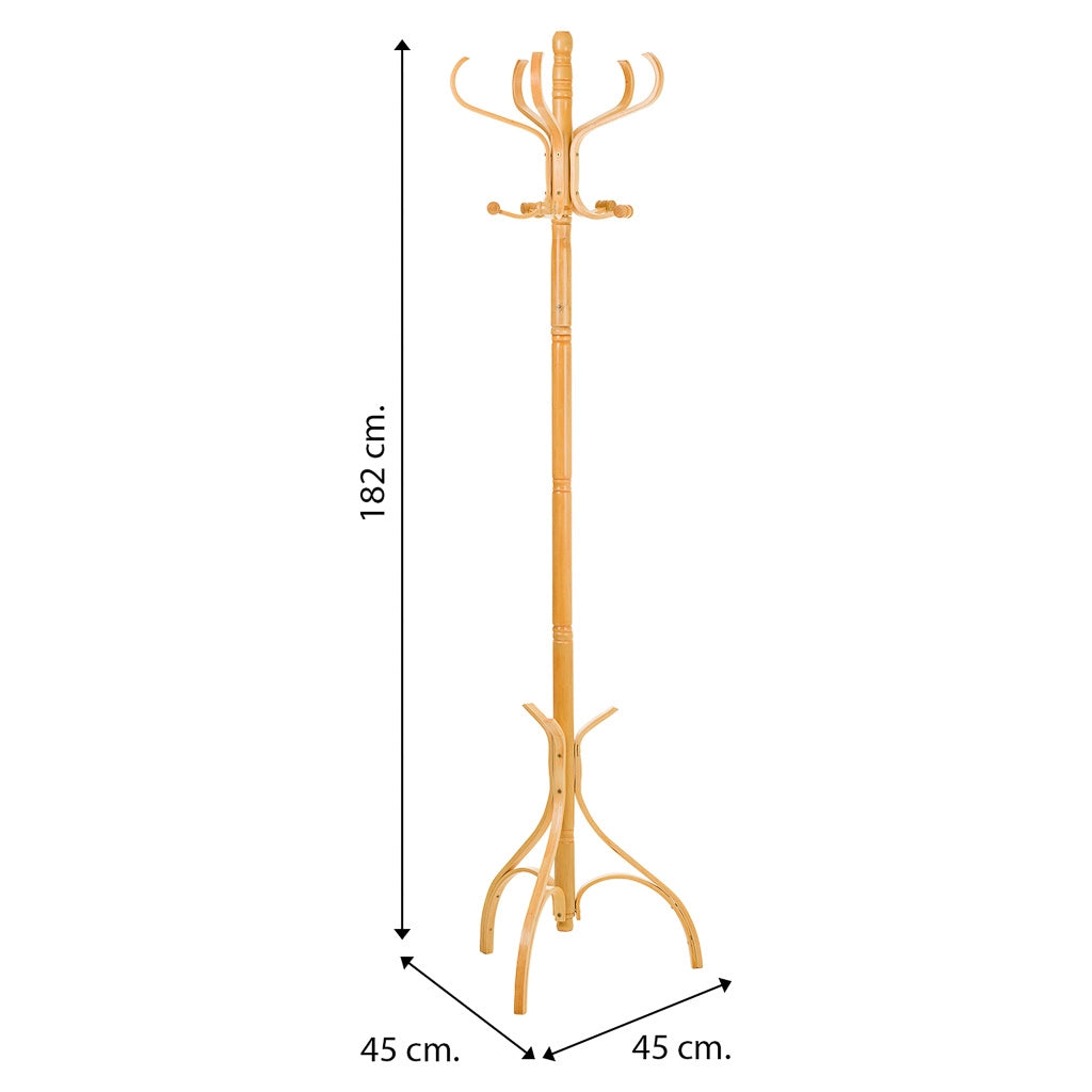 Appendiabiti da terra in legno laccato miele 45x45x182h cm