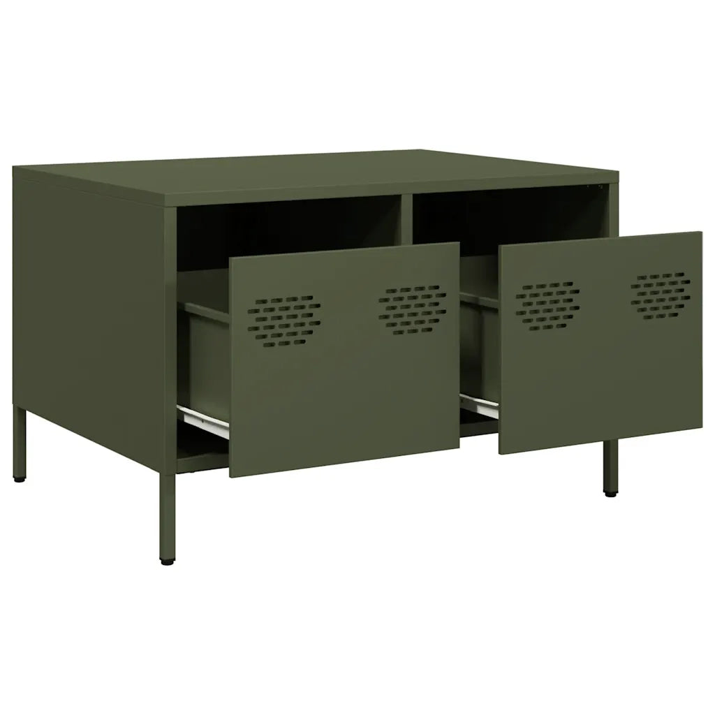 Mobile TV Verde Oliva 68x50x43,5cm in Acciaio Laminato a Freddo