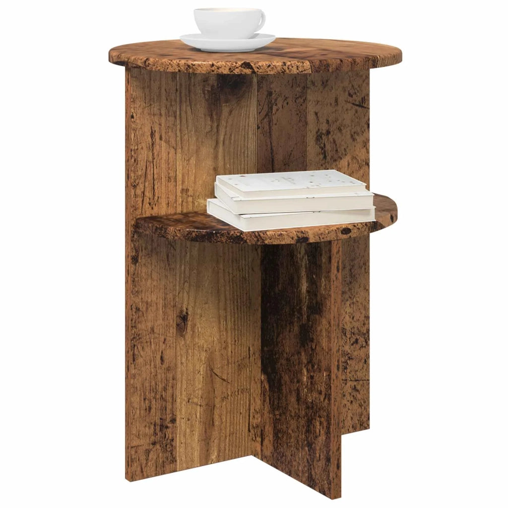 Tavolo laterale con archiviazione Legno antico Ø 39,5 x 55 cm