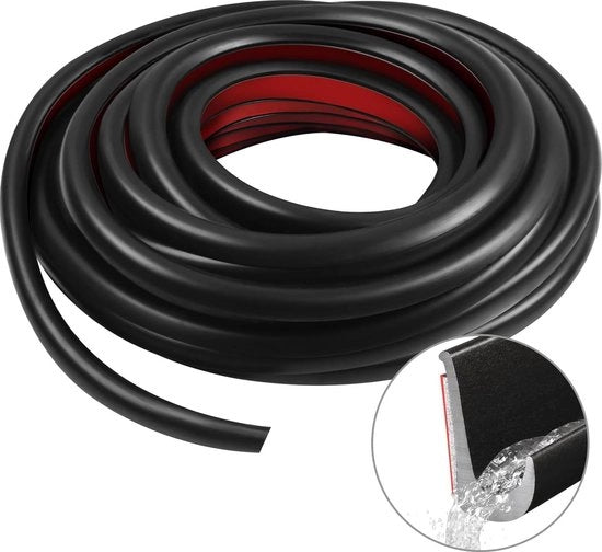 Gomma a forma di U per parabrezza - 10 metri x 28 cm - Autoadesivo - Nero - Per portiere di auto, caravane, veicoli e furgoni