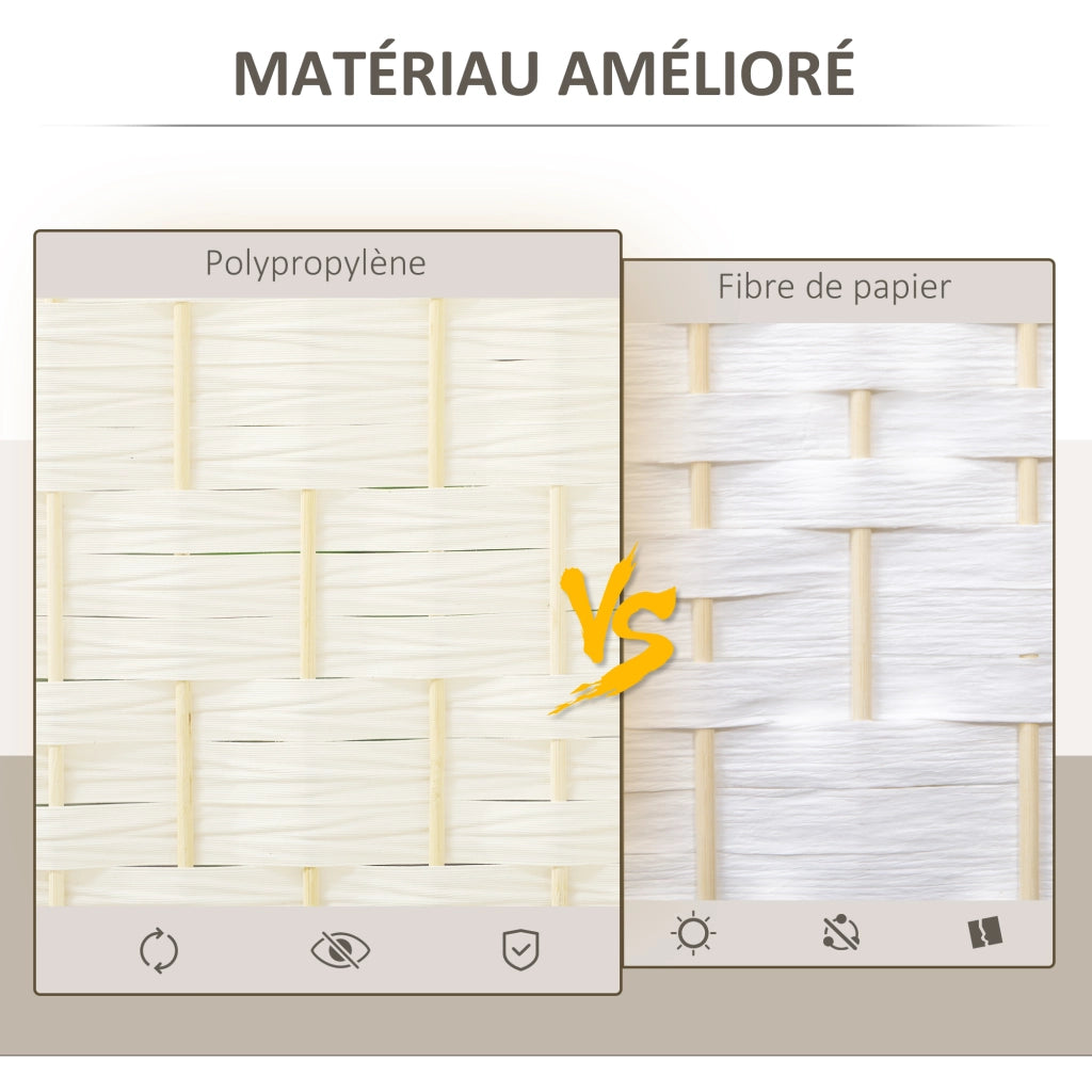 Paravento 4 Ante Legno Pieghevole ¨C zephmum ¨C Bianco 180x180 cm