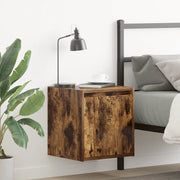 Comodino a Muro-Tavolino da notte sospeso Rovere Fumo 38x34x40 cm 837525