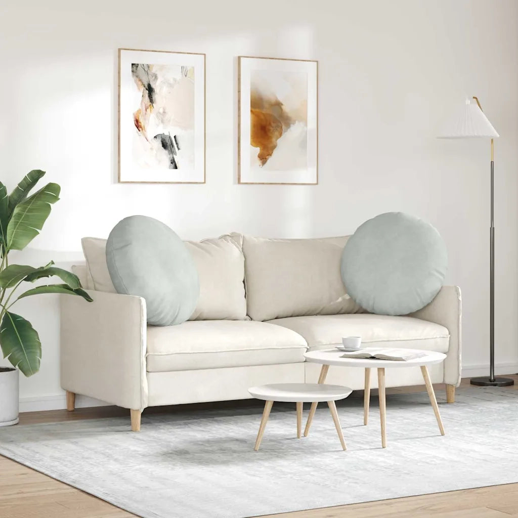 Cuscini per Seduta 2 pcs Grigio chiaro Ø 40 x 13 cm Velluto