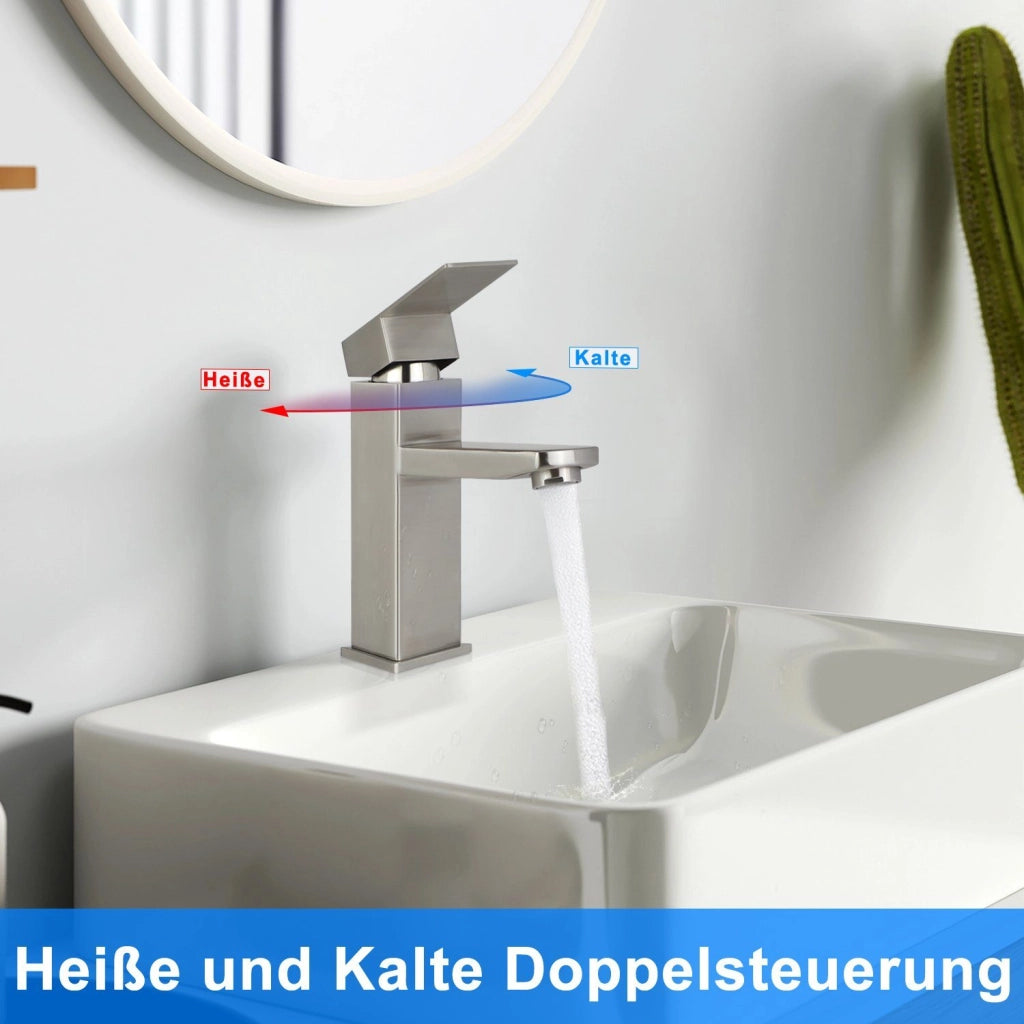 ZMH rubinetto per lavabo bagno alta pressione tirante in acciaio inox