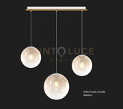SOSP. BIANCO 3 LUCI RETTANGOLARE VETRI (2 PICCOLI +1 MEDIO) TUTTI AMBRA 1194BI-S3 RPM-AM
