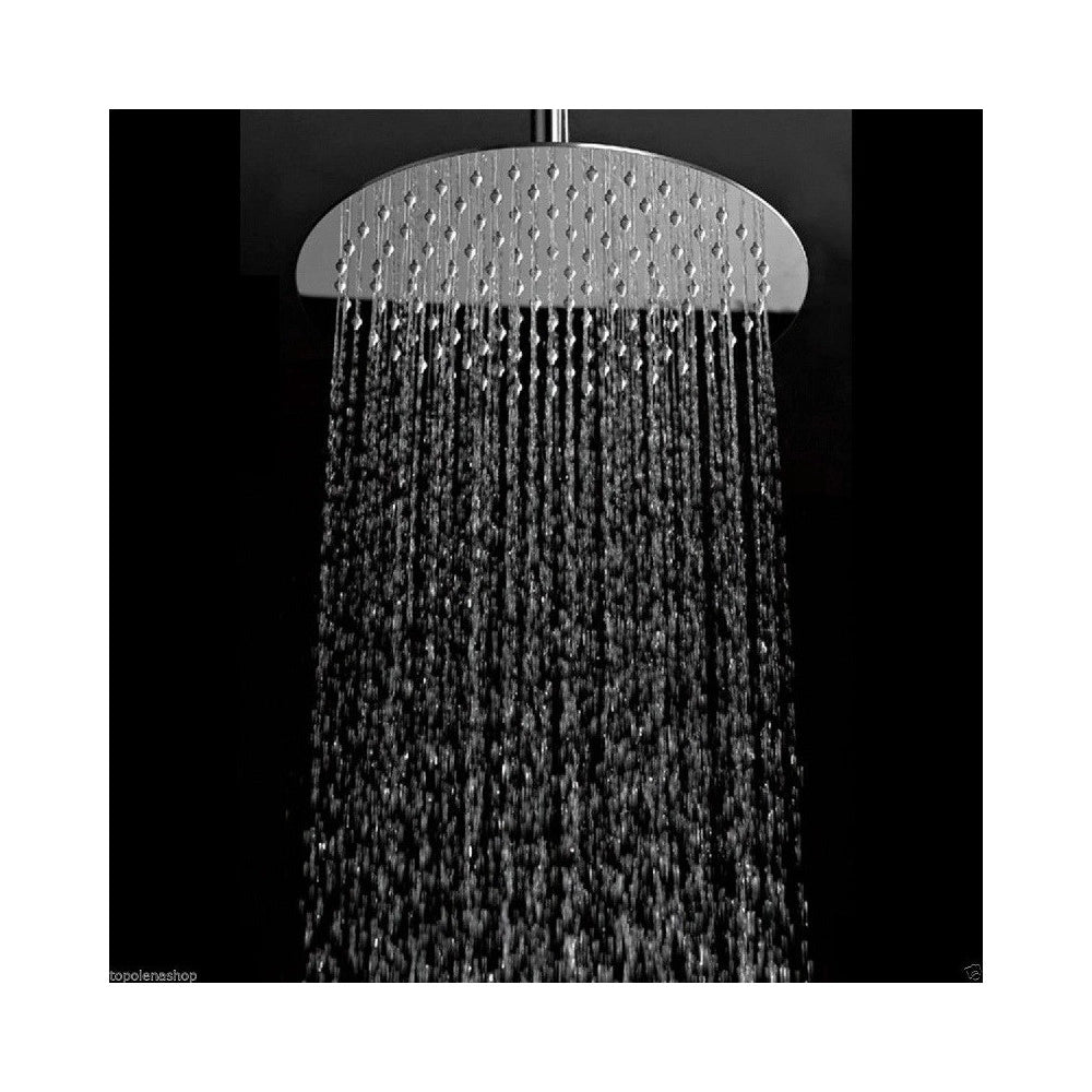 Trade Shop - Soffione Doccia Tondo 10'' Bagno Effetto Pioggia Sottile Cromato Shower -