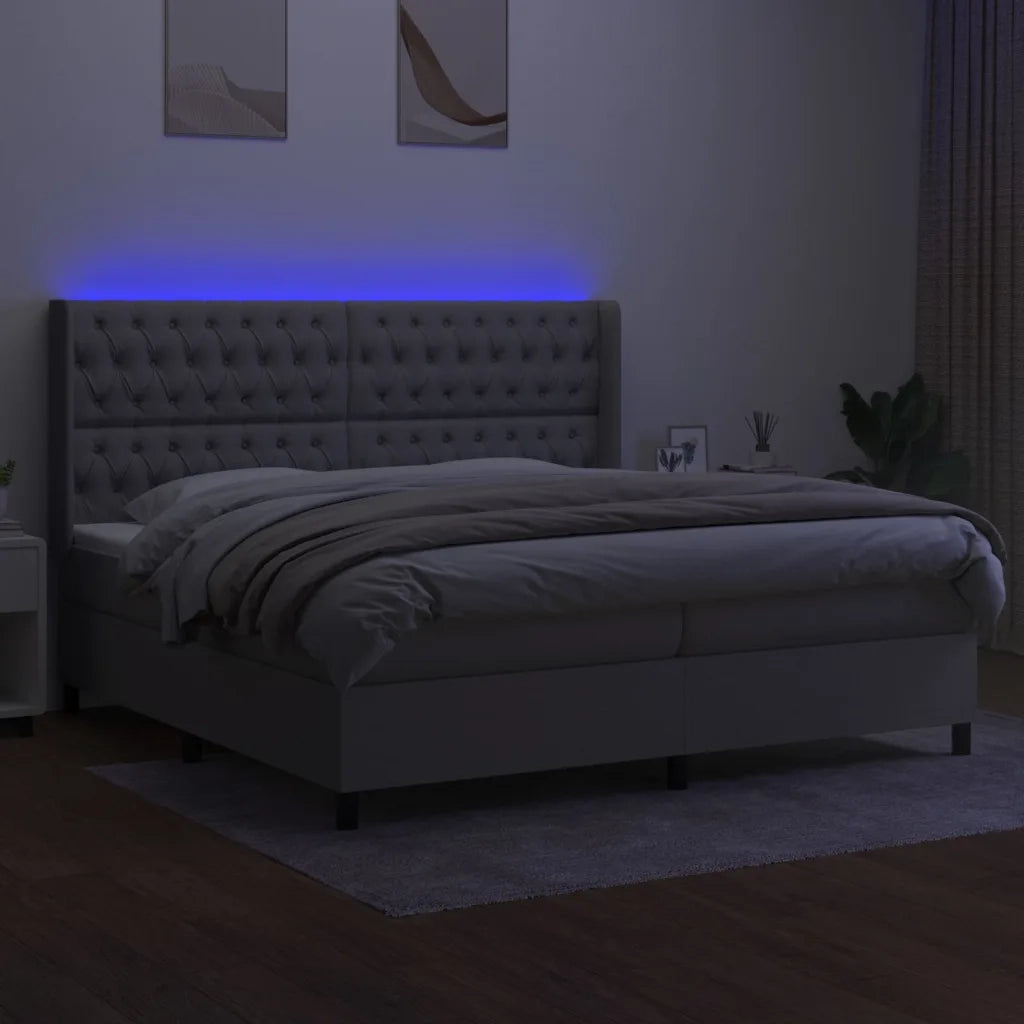 Letto a Molle Materasso e LED Grigio Chiaro 200x200 cm Tessuto cod mxl 59341