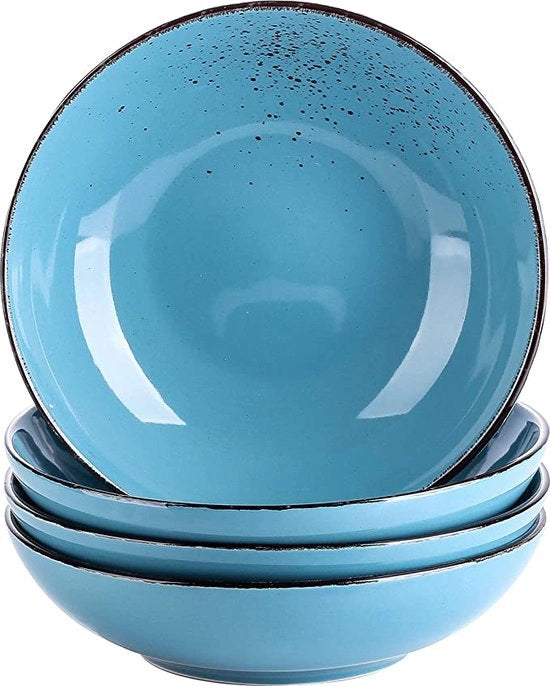 Set di servizio per zuppe, grande set di piatti per insalata, ciotola per zuppe profonda, resistente al microonde, lavabile in forno a microonde, set di piatti da servizio.