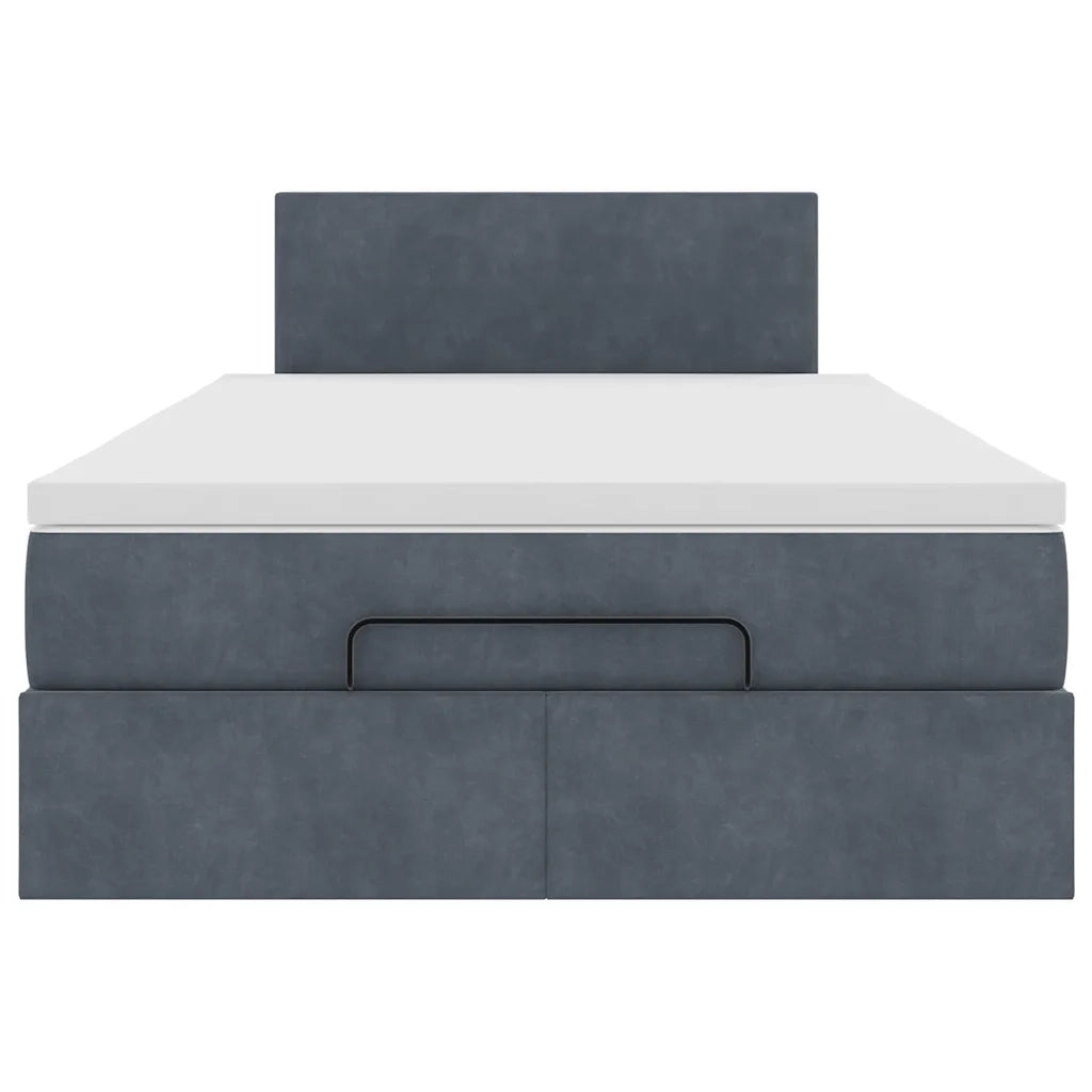 Pouf Letto con Materasso e LED Grigio Scuro 120x190cm Velluto