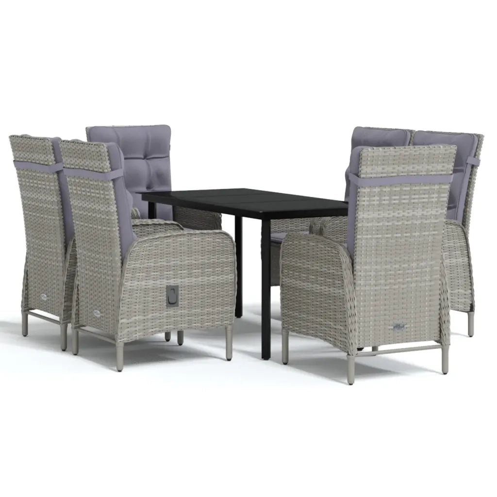 Set da Pranzo da Giardino 7 pz con Cuscini Grigio e Nero cod mxl 51988