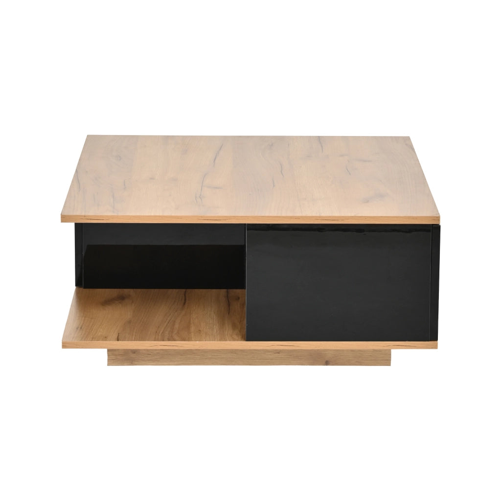 Tavolino da caffè con 3 cassetti e vano aperto; per soggiorno; in truciolare; 70×70×31.5 cm