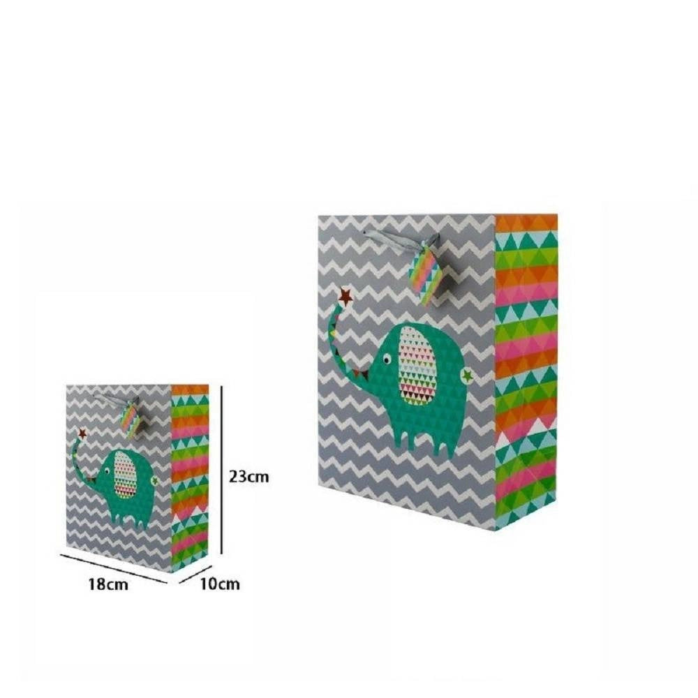 Trade Shop - Set 3 Buste Borsa Da Regalo Sacchetti Con Animali 18x23x10 Cm 65903 Modelli Vari -