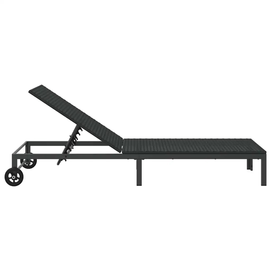 Lettino da Sole Nero 206 x 62.5 x 74 cm polyrattan 42004129
