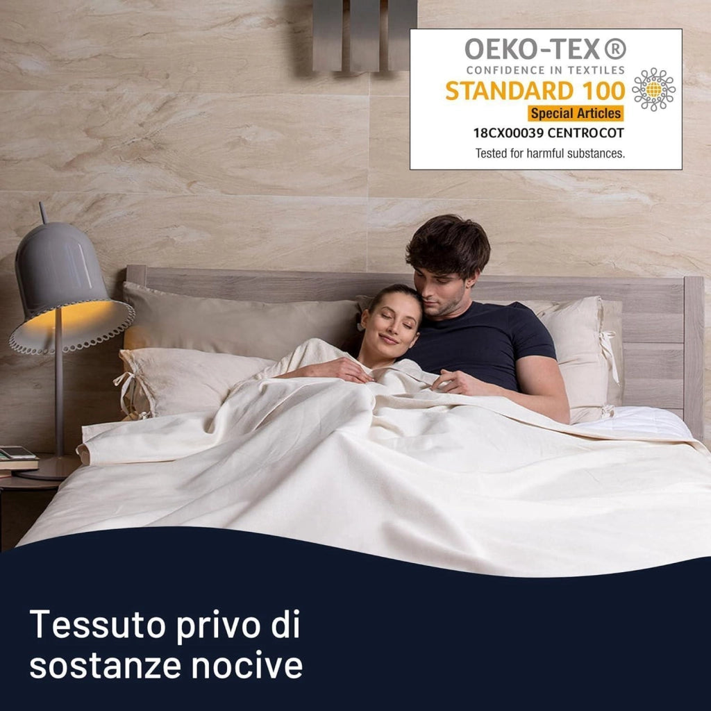 Imetec 16799B Comfort Scaldasonno Singolo 80x150 cm 50% Lana e Merino 2 Temperature ElectroBlock colore Naturale