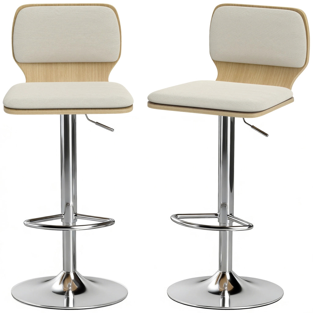 Sgabelli da cucina alti girevoli regolabili ¨C Zephmum ¨C Lino beige 81-102 cm