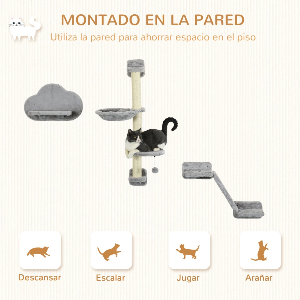 Struttura per Gatti con Rampa e Amaca ¨C zephmum ¨C Grigio