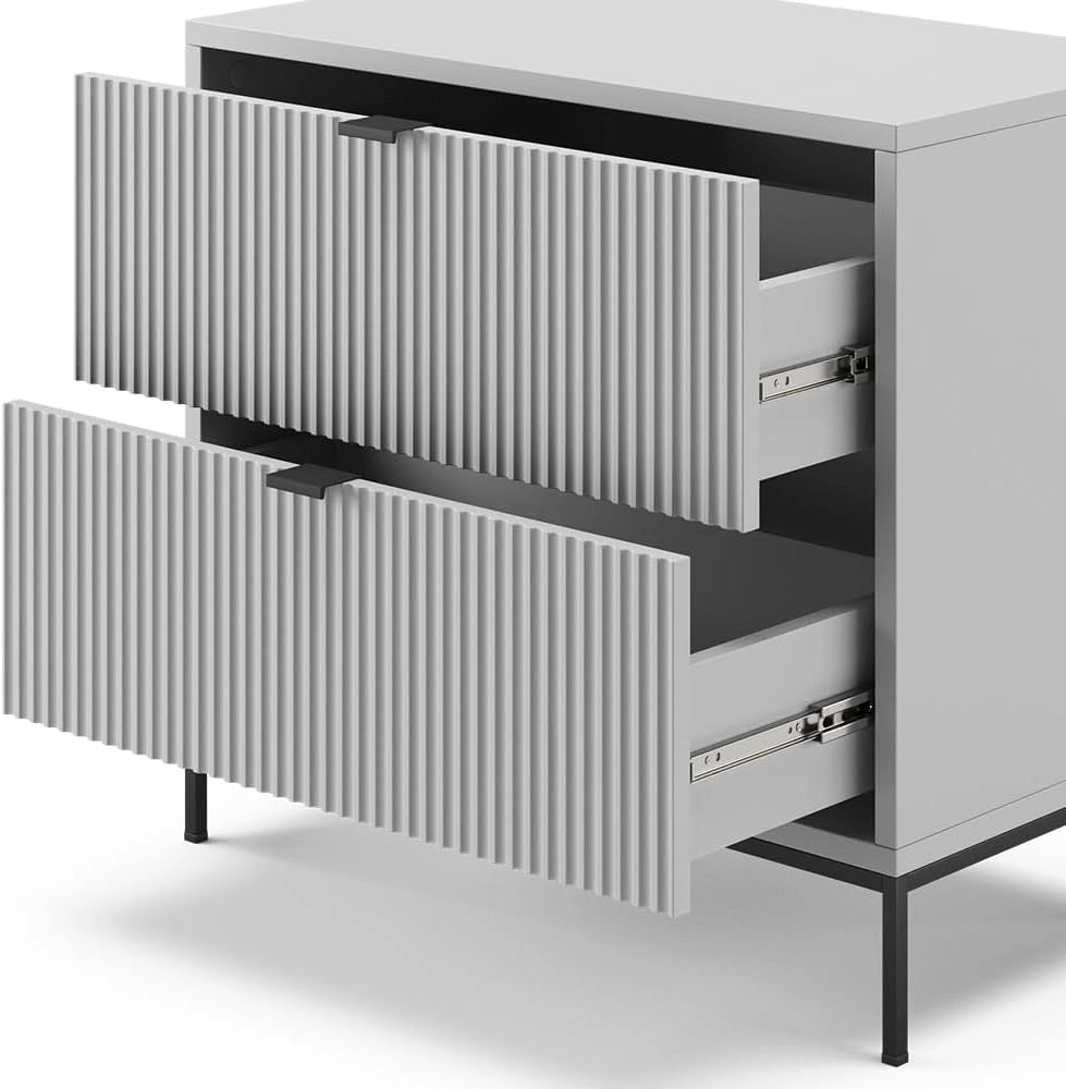 Comodino camera da letto Eliza, Grigio, Set di 2, combinabile per l'uso come tavolino laterale o comodino