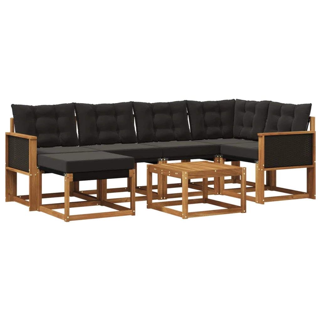 Set di divani da esterno 7 pz Naturale e Nero 3382072