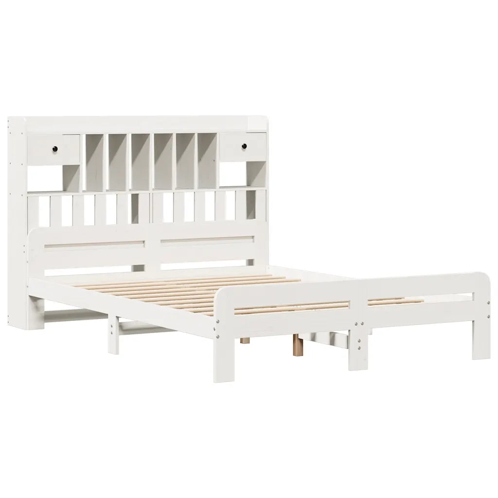 vidaXL Letto Libreria senza Materasso Bianco 150x200 cm Legno di Pino